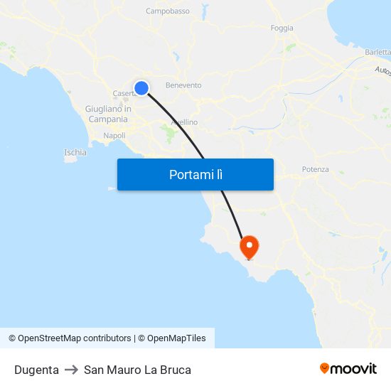 Dugenta to San Mauro La Bruca map