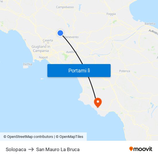 Solopaca to San Mauro La Bruca map