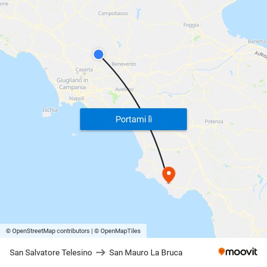 San Salvatore Telesino to San Mauro La Bruca map