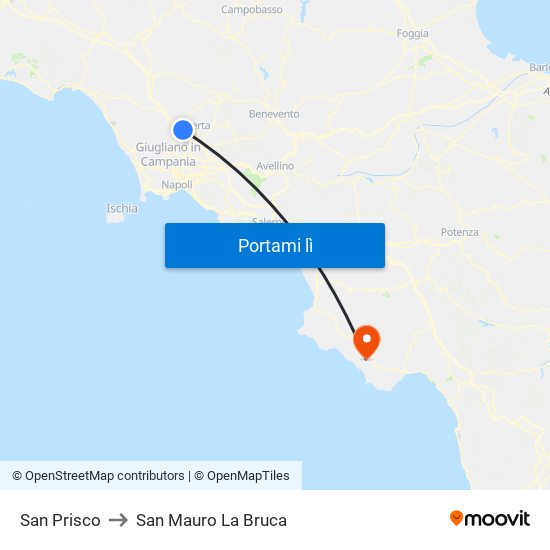 San Prisco to San Mauro La Bruca map