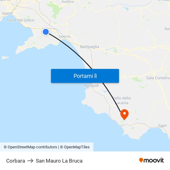 Corbara to San Mauro La Bruca map