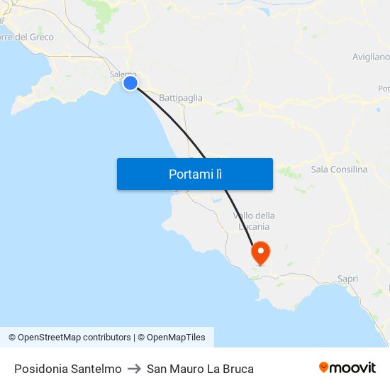 Posidonia  Santelmo to San Mauro La Bruca map