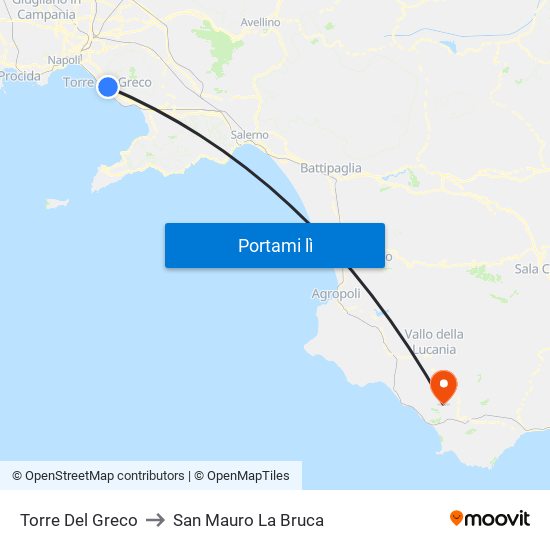 Torre Del Greco to San Mauro La Bruca map