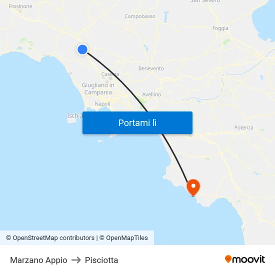Marzano Appio to Pisciotta map