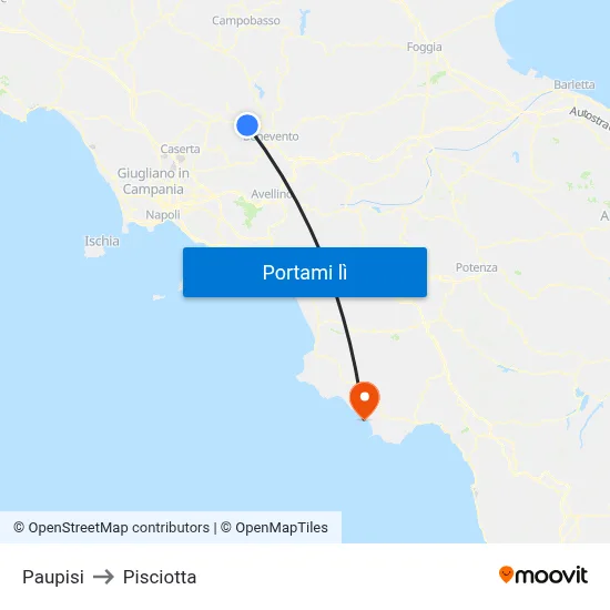 Paupisi to Pisciotta map