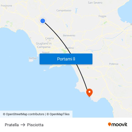 Pratella to Pisciotta map