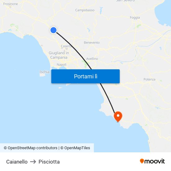 Caianello to Pisciotta map