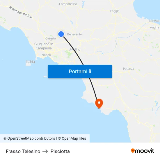Frasso Telesino to Pisciotta map