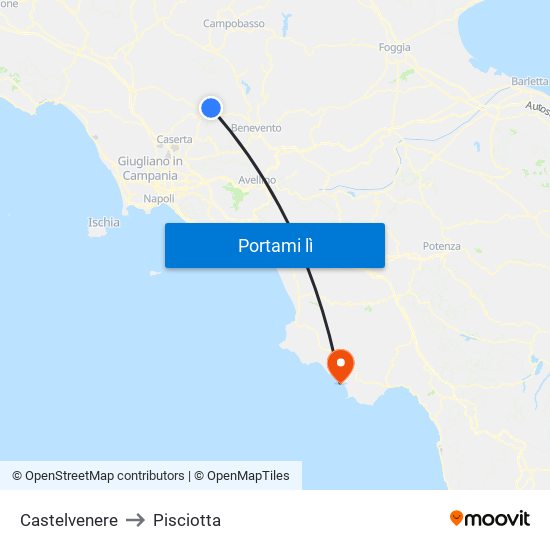 Castelvenere to Pisciotta map