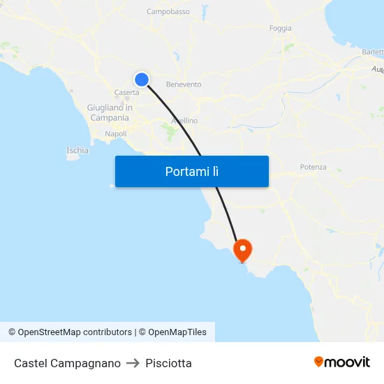 Castel Campagnano to Pisciotta map