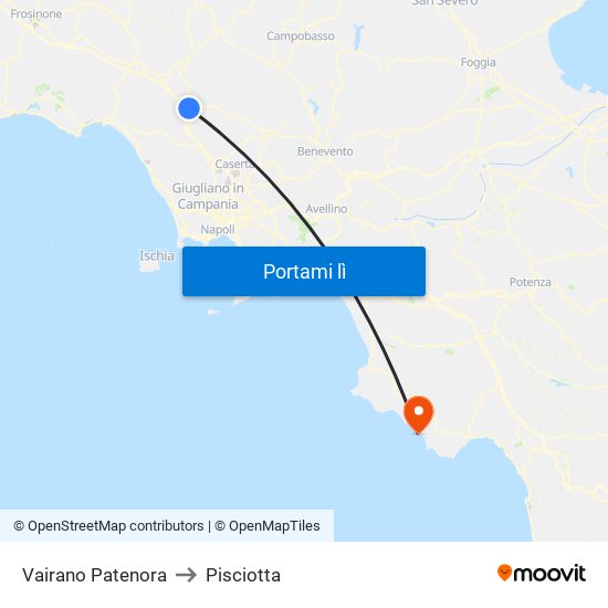 Vairano Patenora to Pisciotta map
