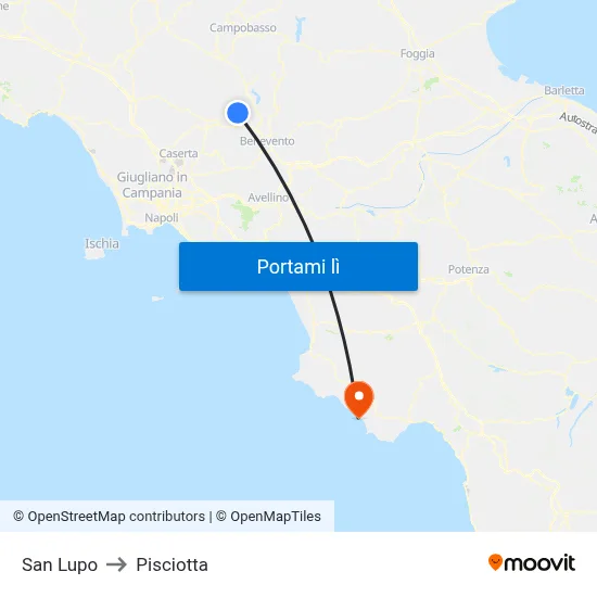San Lupo to Pisciotta map