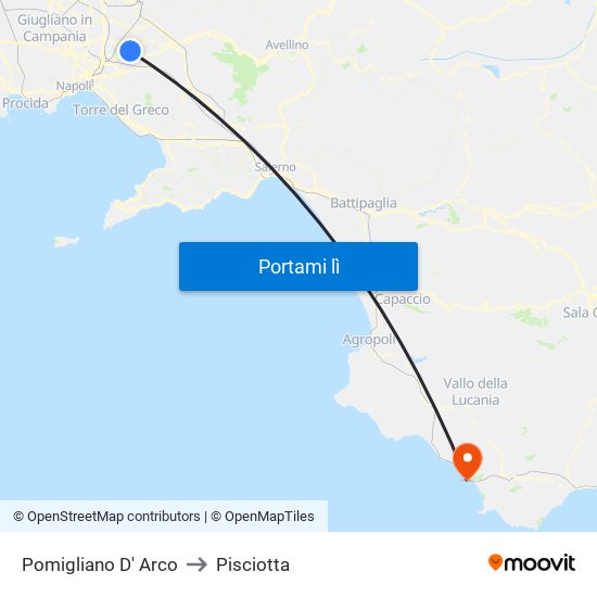 Pomigliano D' Arco to Pisciotta map