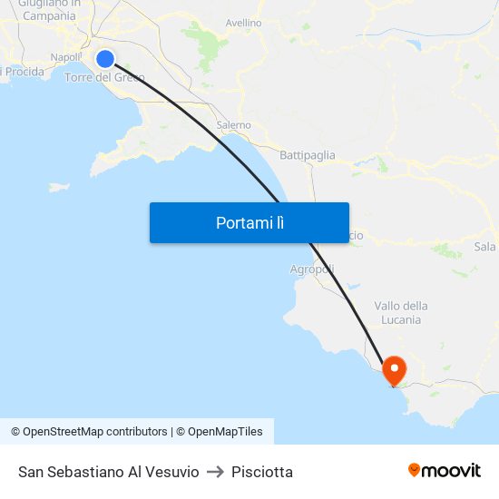 San Sebastiano Al Vesuvio to Pisciotta map