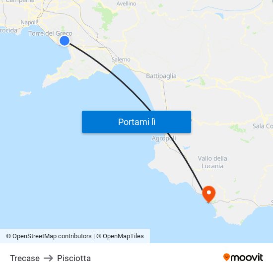 Trecase to Pisciotta map