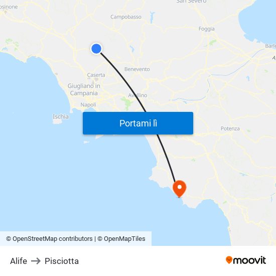 Alife to Pisciotta map