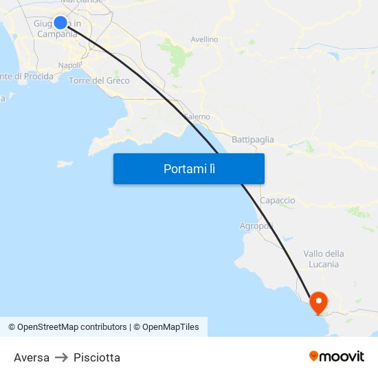 Aversa to Pisciotta map