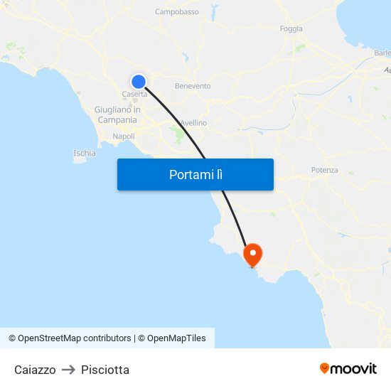 Caiazzo to Pisciotta map