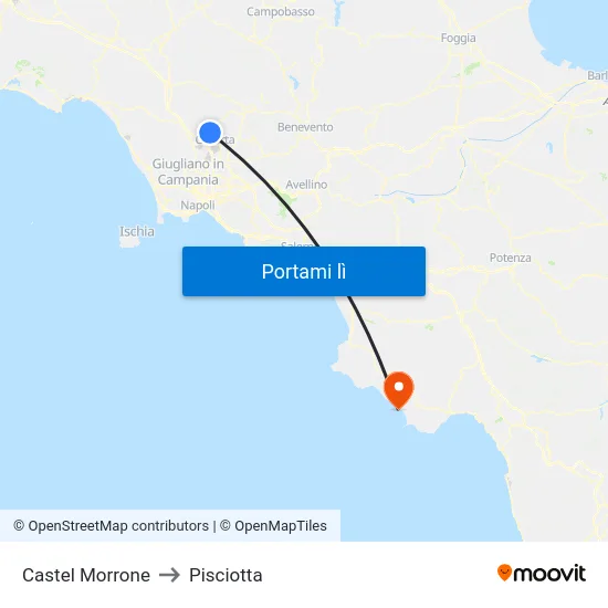 Castel Morrone to Pisciotta map