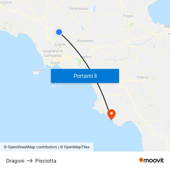 Dragoni to Pisciotta map