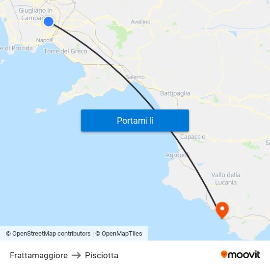 Frattamaggiore to Pisciotta map