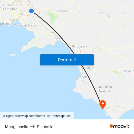 Mariglianella to Pisciotta map