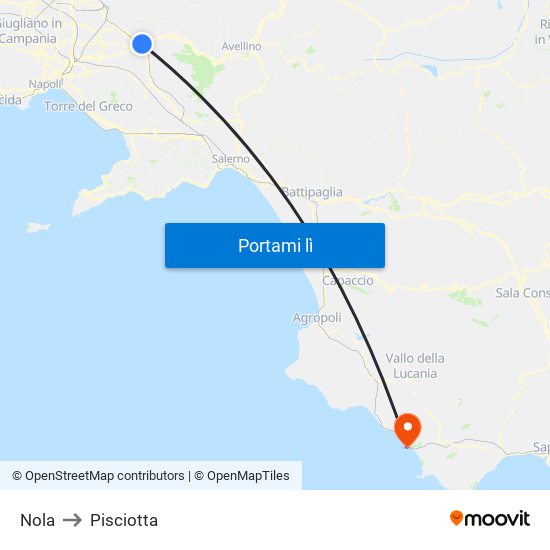Nola to Pisciotta map