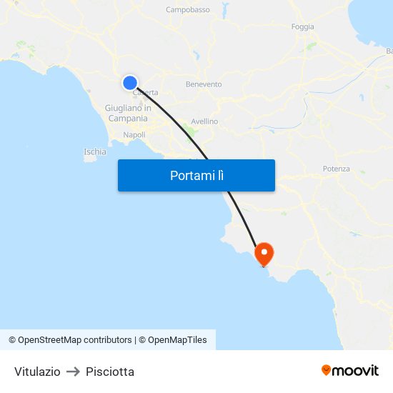 Vitulazio to Pisciotta map