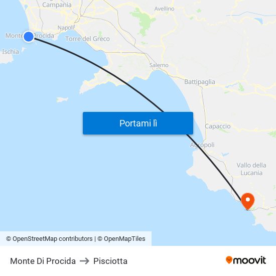 Monte Di Procida to Pisciotta map