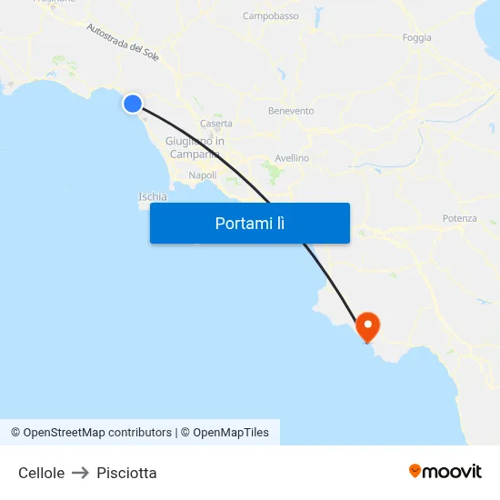 Cellole to Pisciotta map