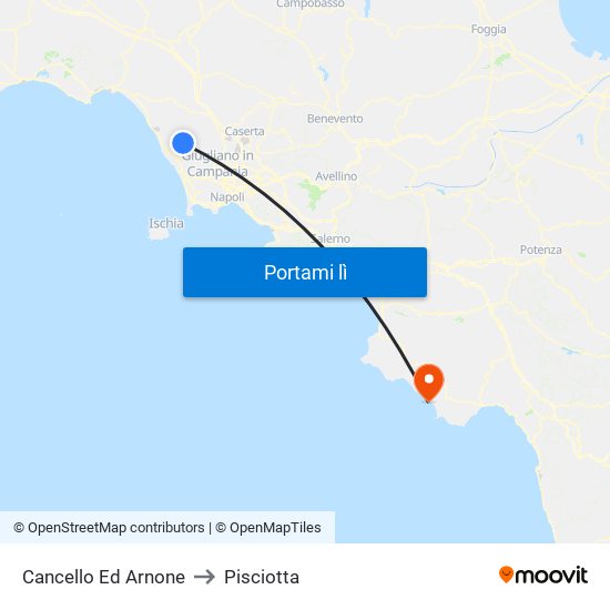 Cancello Ed Arnone to Pisciotta map