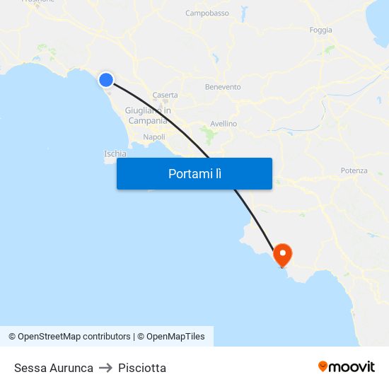 Sessa Aurunca to Pisciotta map