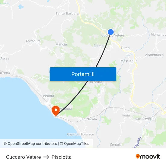 Cuccaro Vetere to Pisciotta map