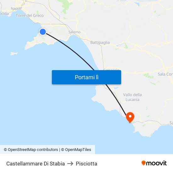 Castellammare Di Stabia to Pisciotta map