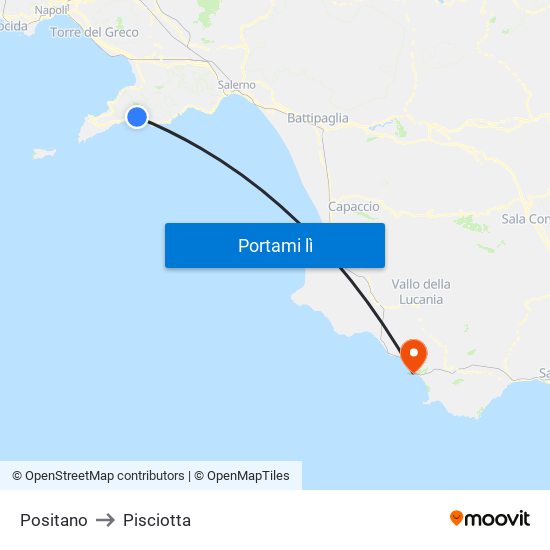 Positano to Pisciotta map