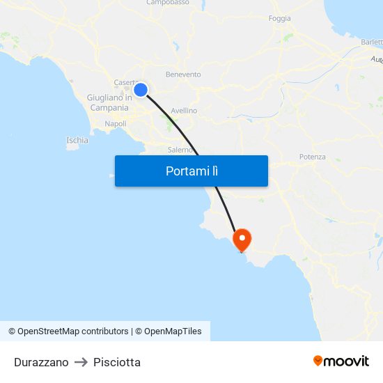 Durazzano to Pisciotta map