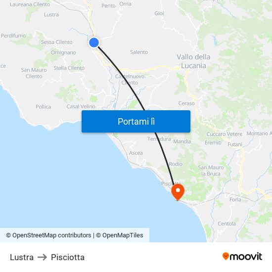 Lustra to Pisciotta map