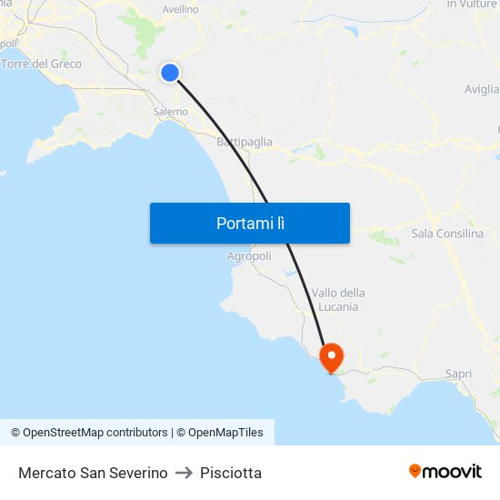Mercato San Severino to Pisciotta map