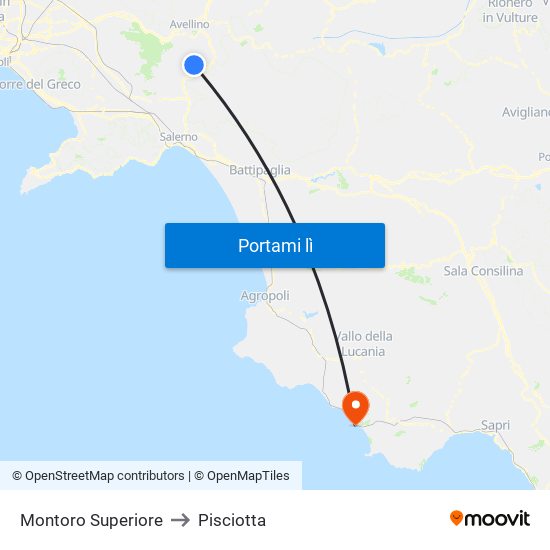 Montoro Superiore to Pisciotta map