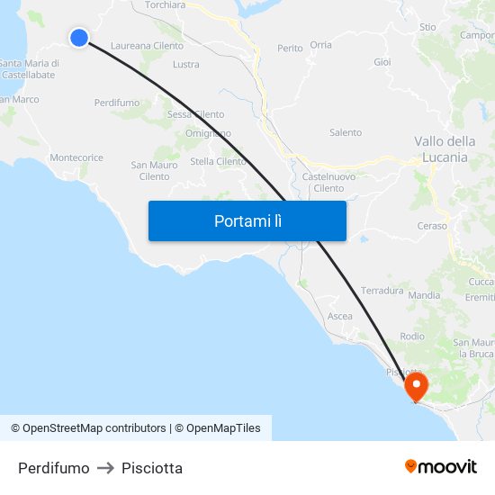 Perdifumo to Pisciotta map