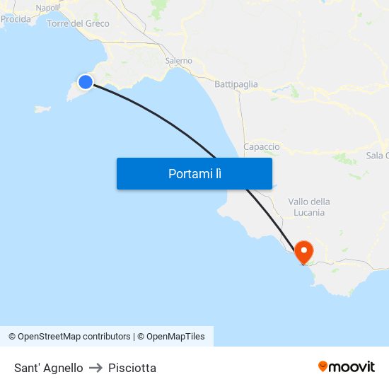 Sant' Agnello to Pisciotta map