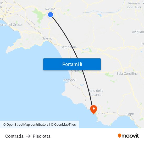 Contrada to Pisciotta map