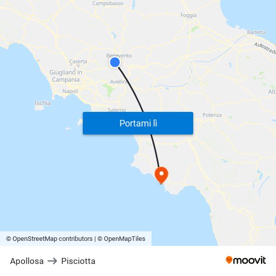 Apollosa to Pisciotta map