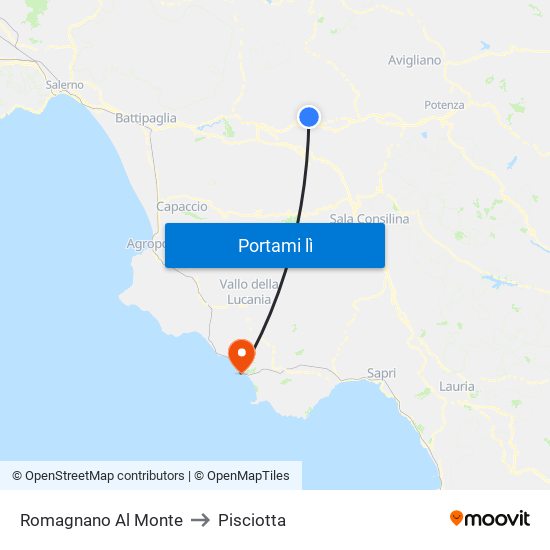 Romagnano Al Monte to Pisciotta map