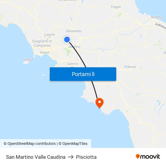 San Martino Valle Caudina to Pisciotta map