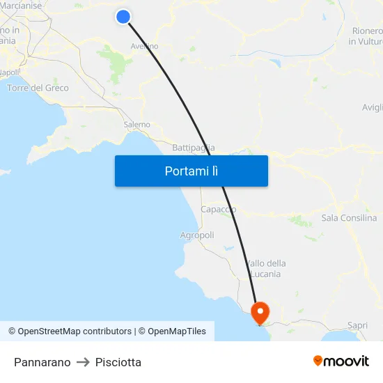 Pannarano to Pisciotta map