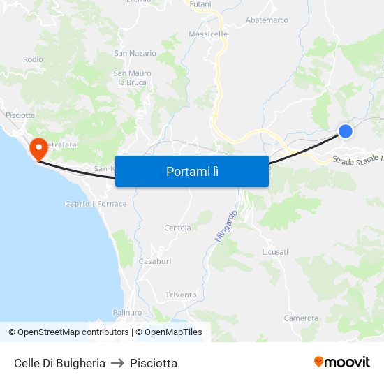 Celle Di Bulgheria to Pisciotta map