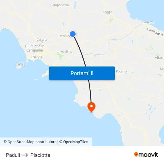 Paduli to Pisciotta map