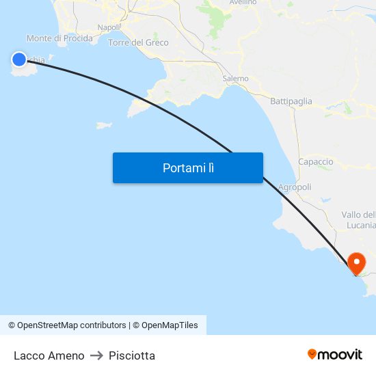 Lacco Ameno to Pisciotta map