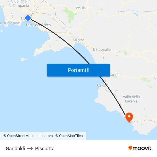 Garibaldi to Pisciotta map